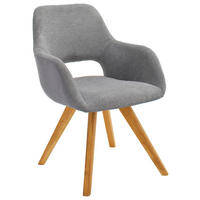 ARMLEHNSTUHL in Holz, Textil Hellgrau  - Wildeiche/Hellgrau, Design, Holz/Textil (56/86/64cm) - Lomoco