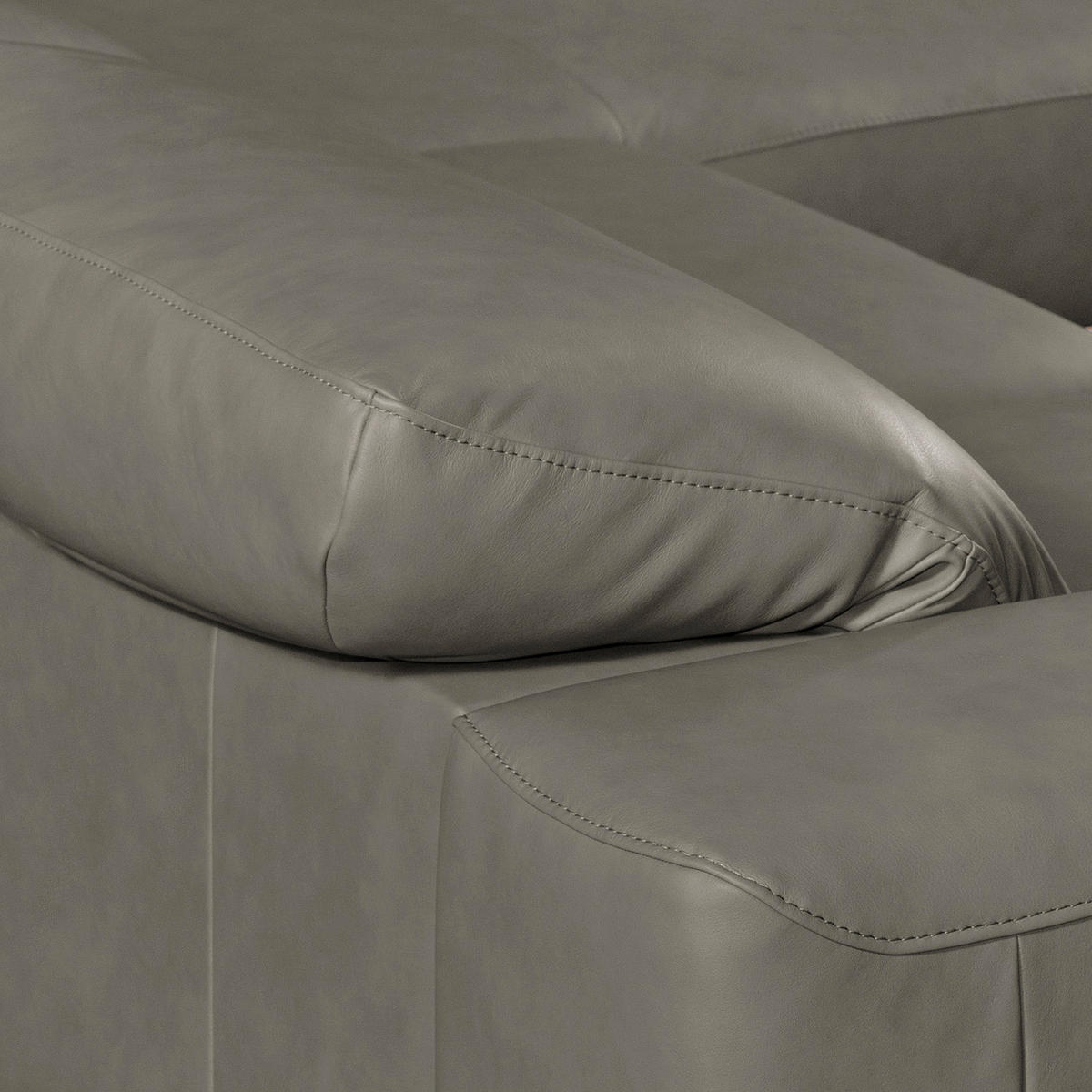 ECKSOFA Grau Echtleder Rücken echt, Kopfteilverstellung  - Chromfarben/Grau, Design, Leder/Metall (295/187cm) - Livetastic