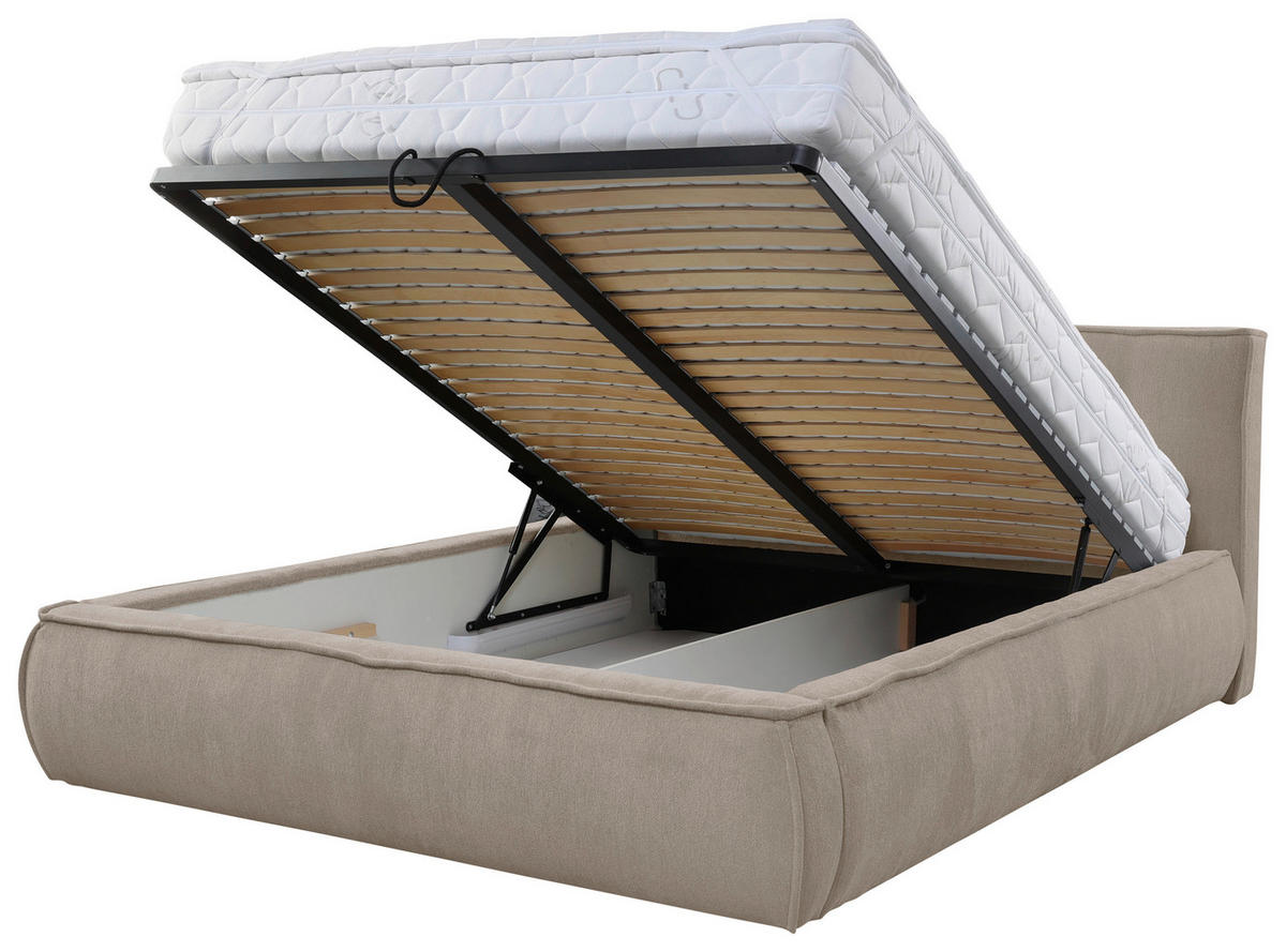 POLSTERBETT Lattenrost Hellbraun 160/200 cm  - Hellbraun/Beige, LIFESTYLE, Holz/Holzwerkstoff (160/200cm) - Livetastic