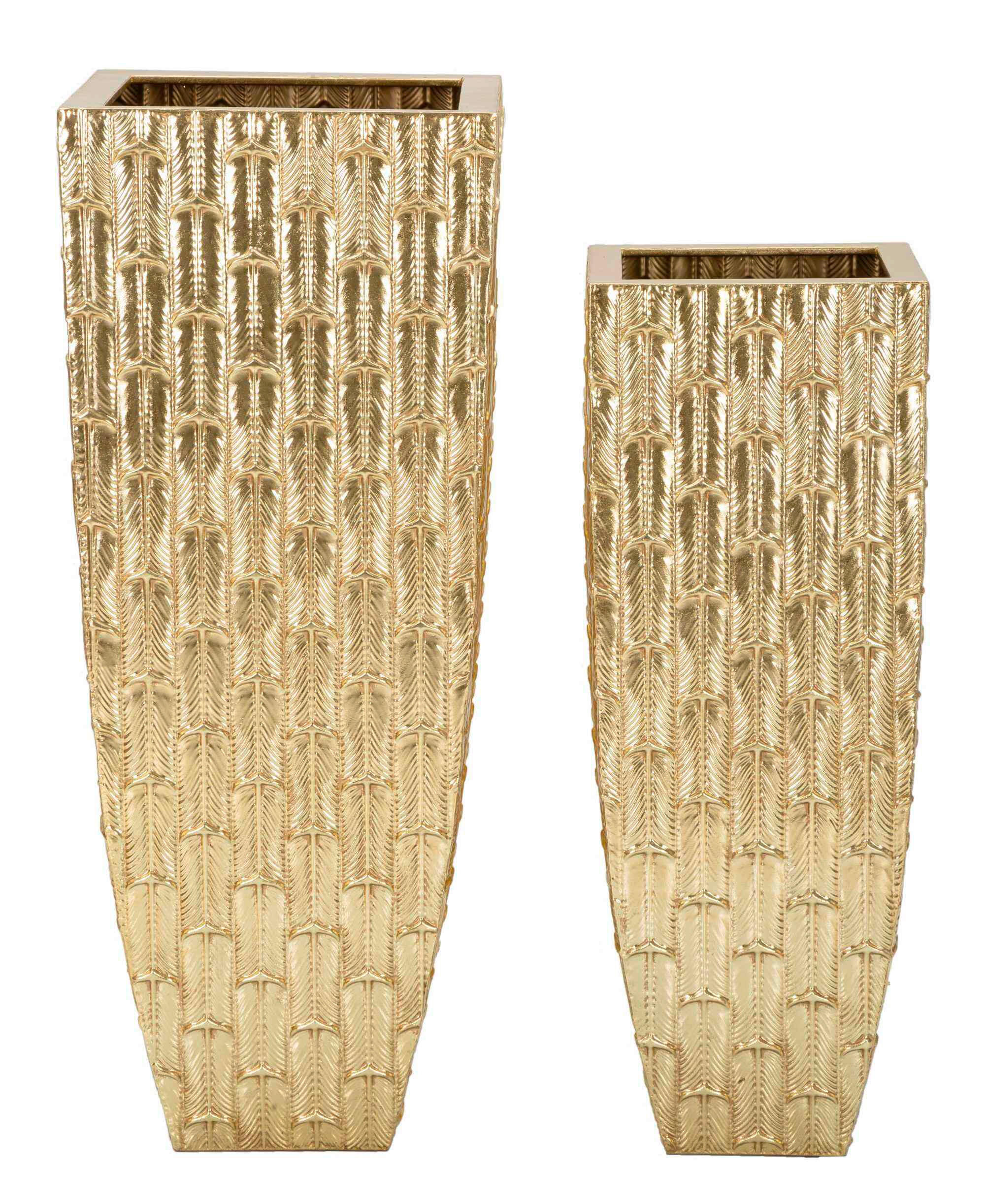 Vase Gliss Set 2 Pcs  - Goldfarben, Basics, Metall (40/99/40cm)