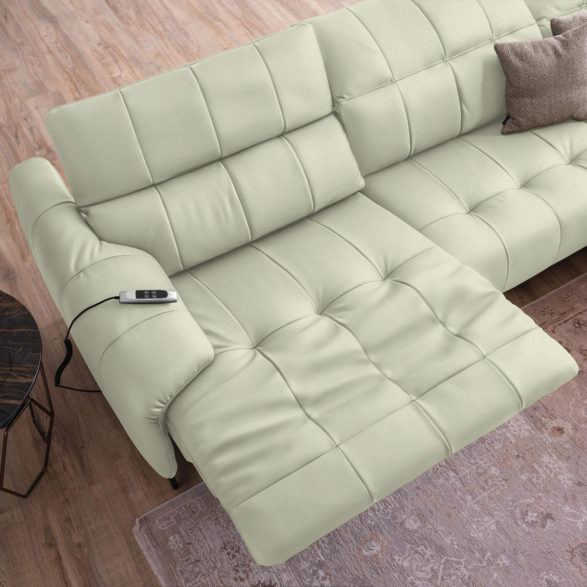 ECKSOFA in Echtleder Weiß  313/165 cm  - Schwarz/Weiß, Design, Leder/Metall (313/165cm) - Emilio Belluti