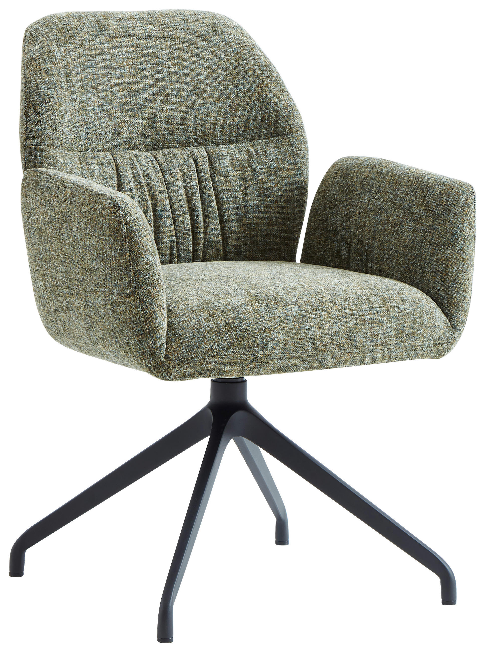 ARMLEHNSTUHL  Sitzfläche 360° drehbar, automatische Rückholfunktion Leinenoptik  Grün, Schwarz  - Schwarz/Grün, Design, Textil/Metall (62/89/63cm) - Dieter Knoll