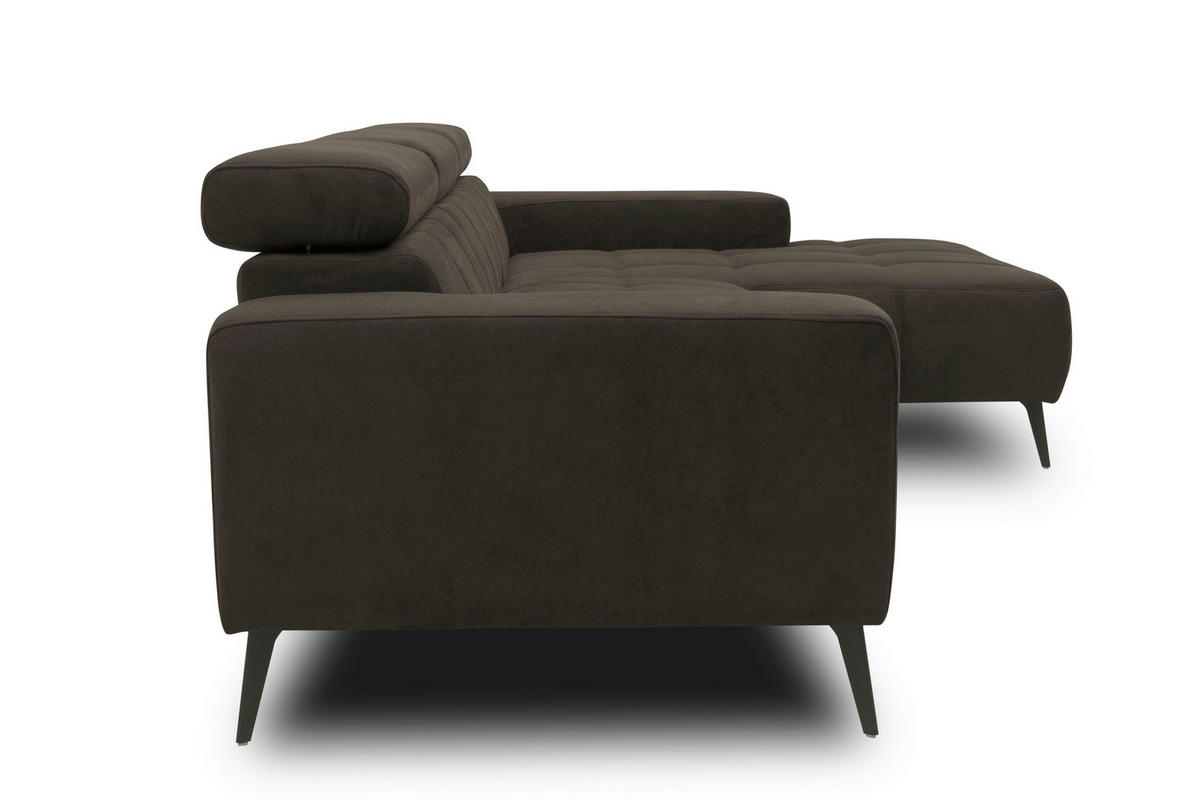 ECKSOFA TRENTO Mikrofaser  - Dunkelgrau/Schwarz, MODERN, Textil/Metall (287/175cm) - MID.YOU
