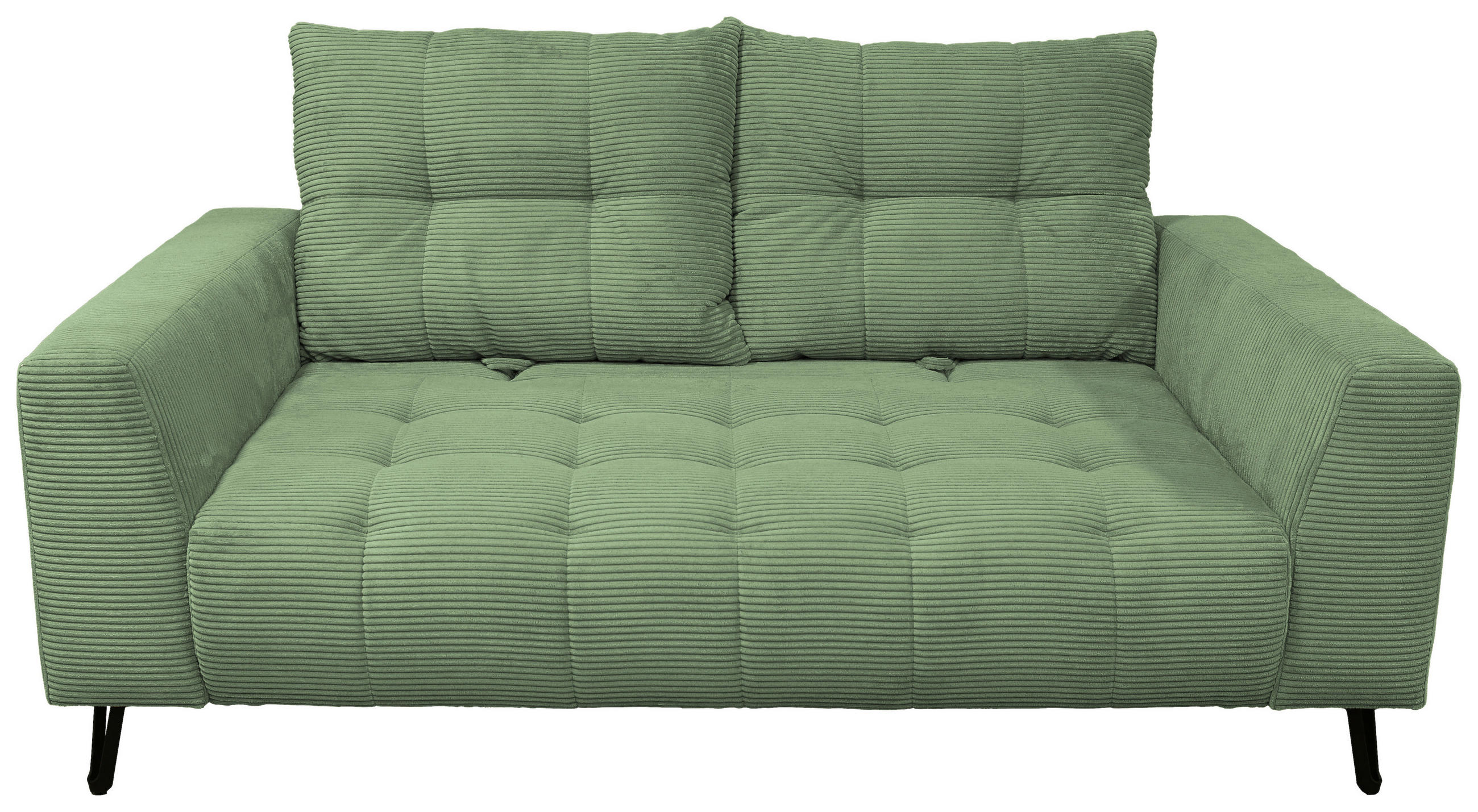 BIGSOFA Cord Salbeigrün  - Salbeigrün/Schwarz, KONVENTIONELL, Textil/Metall (246/100/116cm) - Carryhome
