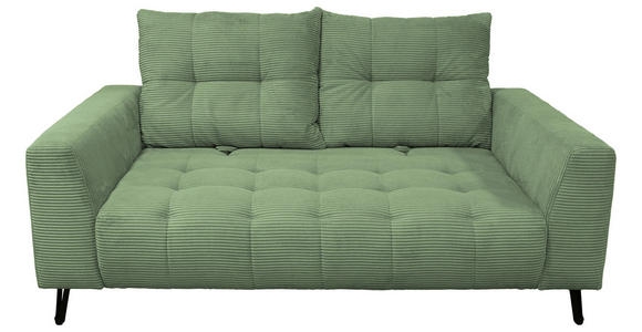 BIGSOFA  in Cord Salbeigrün  - Salbeigrün/Schwarz, KONVENTIONELL, Textil/Metall (246/100/116cm) - Carryhome