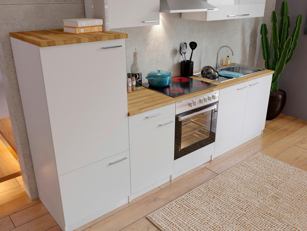 KÜCHENLEERBLOCK 270 cm   in Grau, Weiss  - Weiss/Silberfarben, Basics, Holzwerkstoff/Metall (270cm) - Respekta