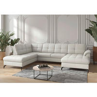 WOHNLANDSCHAFT in Echtleder Weiß  - Schwarz/Weiß, MODERN, Leder/Metall (212/319/164cm) - Sit & More