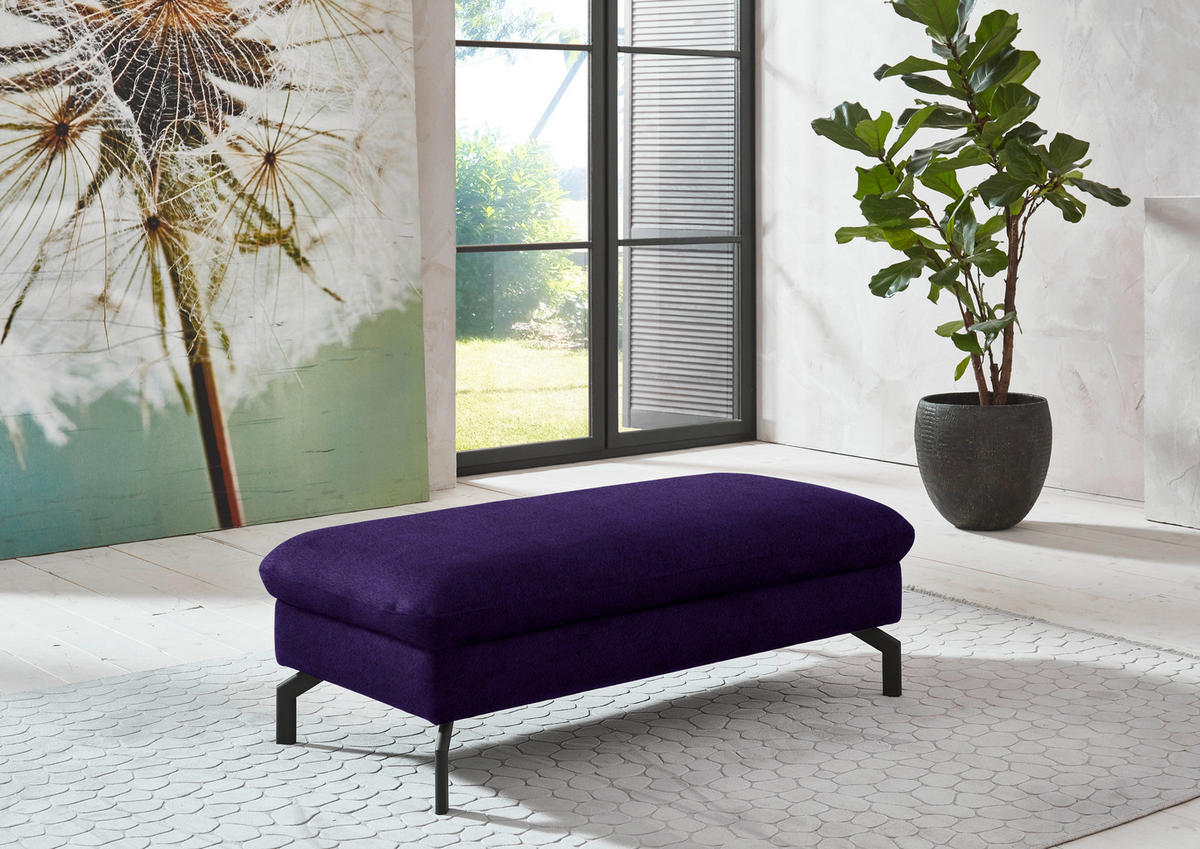 ECKSOFA in Velours Violett  - Violett/Schwarz, Design, Textil/Metall (306/179cm) - Beldomo System