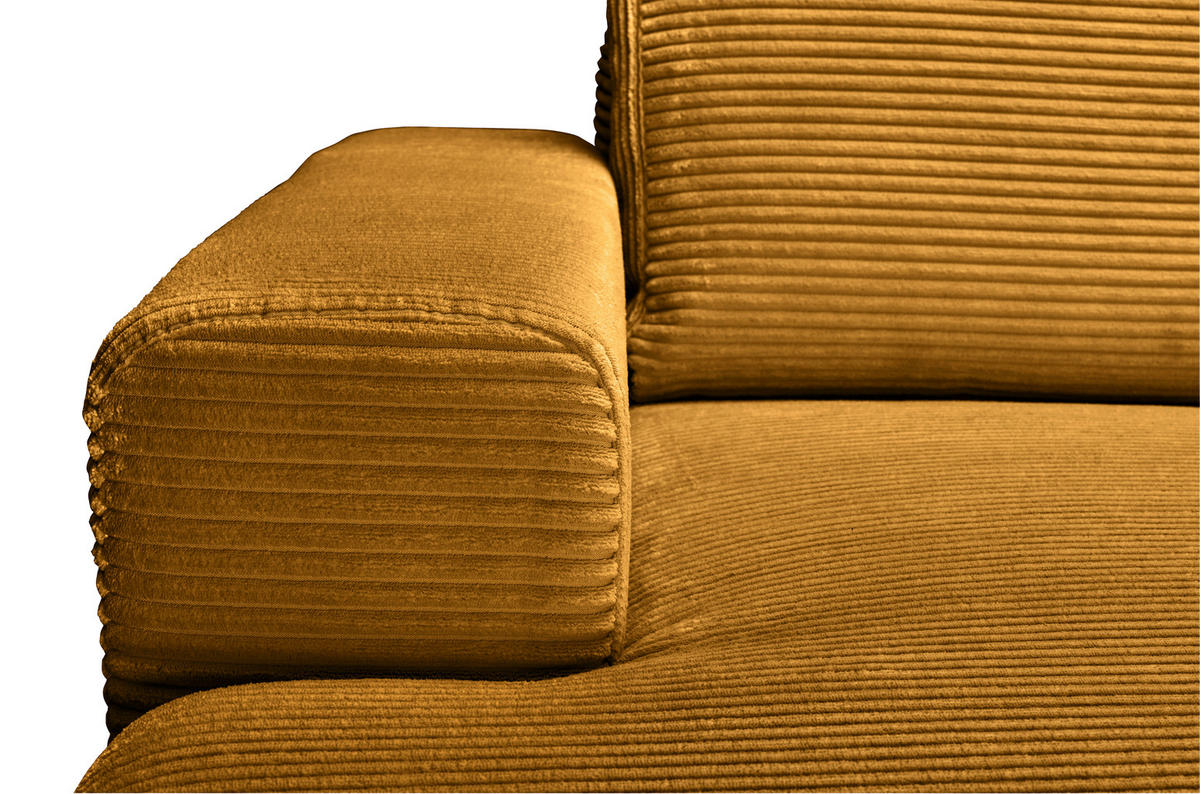 ECKSOFA Currygelb Cord  - Currygelb/Schwarz, KONVENTIONELL, Textil/Metall (150/240cm) - Carryhome