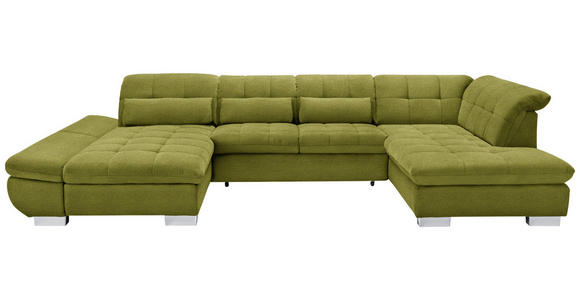 WOHNLANDSCHAFT  in Mikrofaser Hellgrün  - Chromfarben/Hellgrün, Design, Kunststoff/Textil (204/350/211cm) - Xora