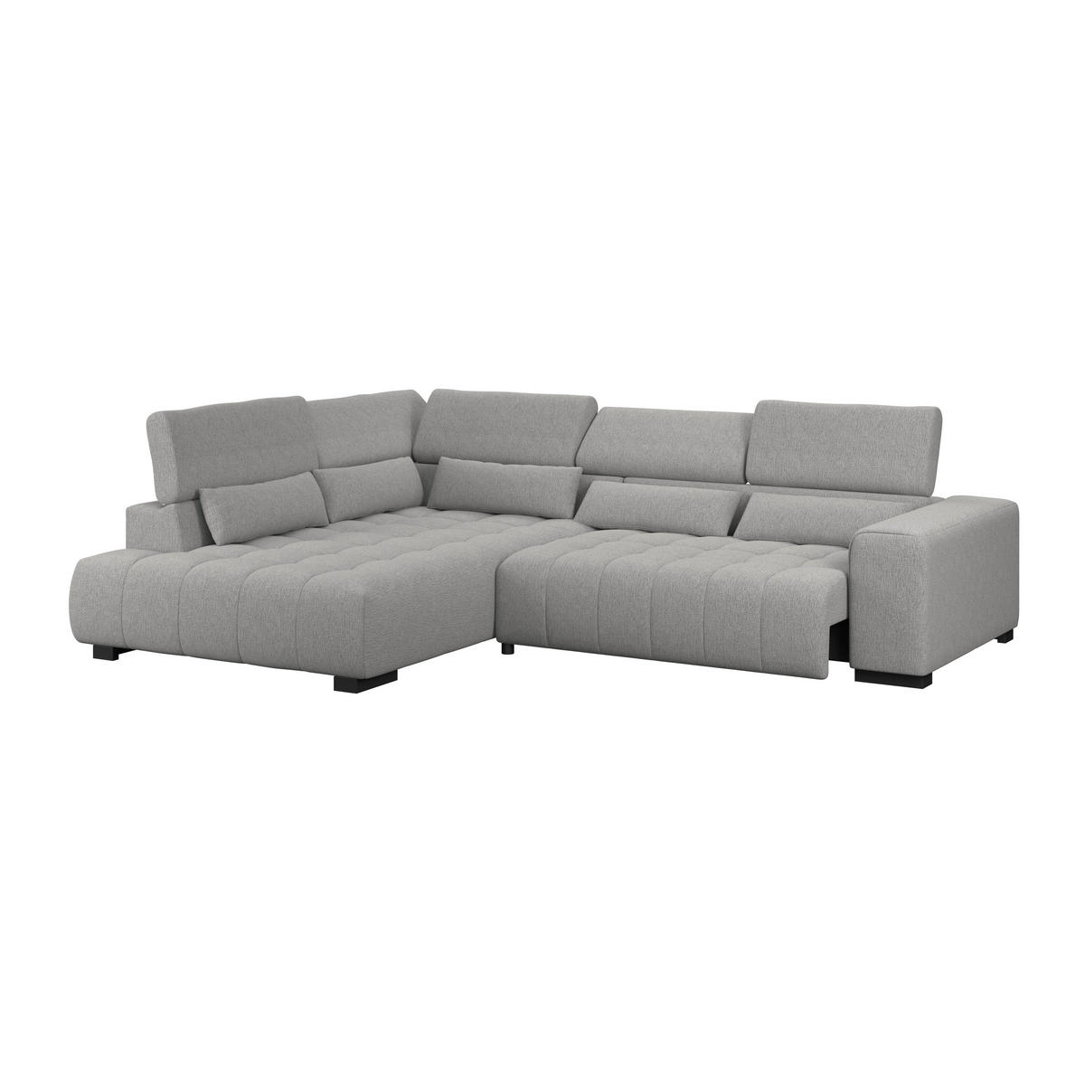ECKSOFA Chenille, Struktur Dunkelgrau  - Dunkelgrau/Schwarz, Trend, Holz/Textil (226/311cm) - MID.YOU