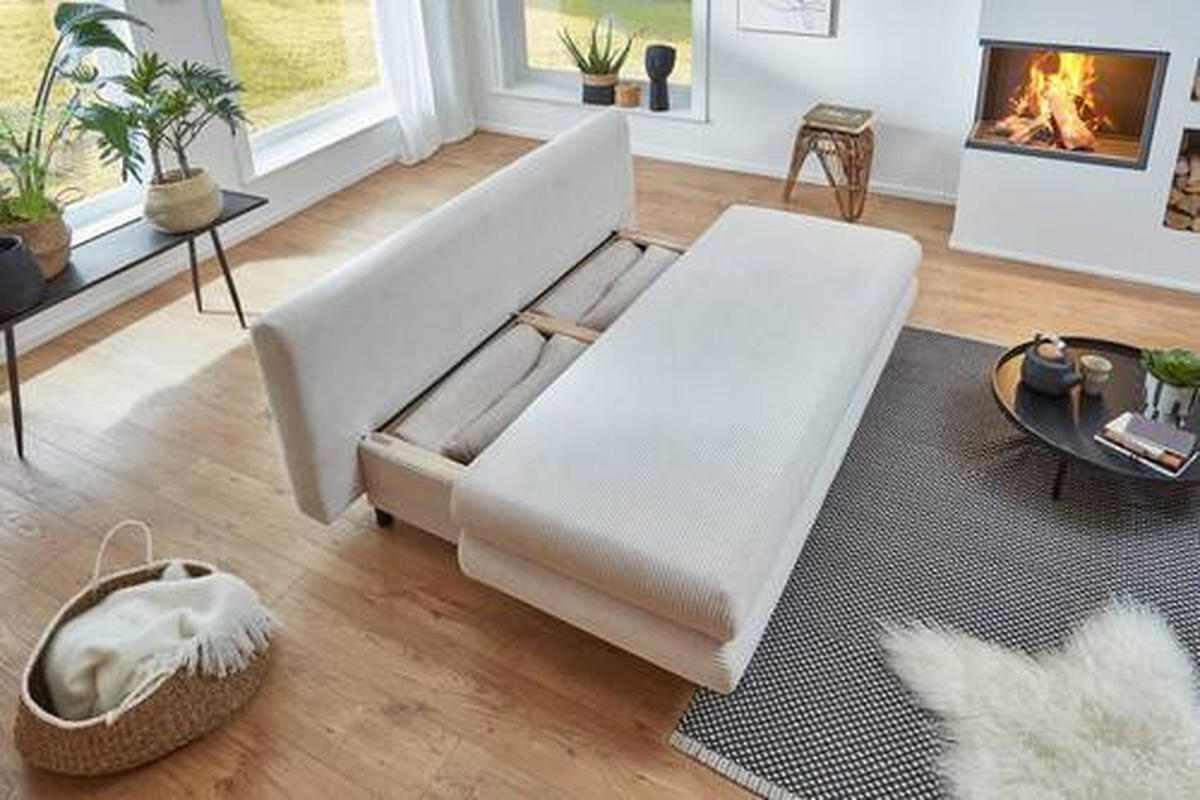 SCHLAFSOFA  mit Cord Naturfarben  - Schwarz/Naturfarben, KONVENTIONELL, Kunststoff/Textil (196/77/92cm) - Carryhome