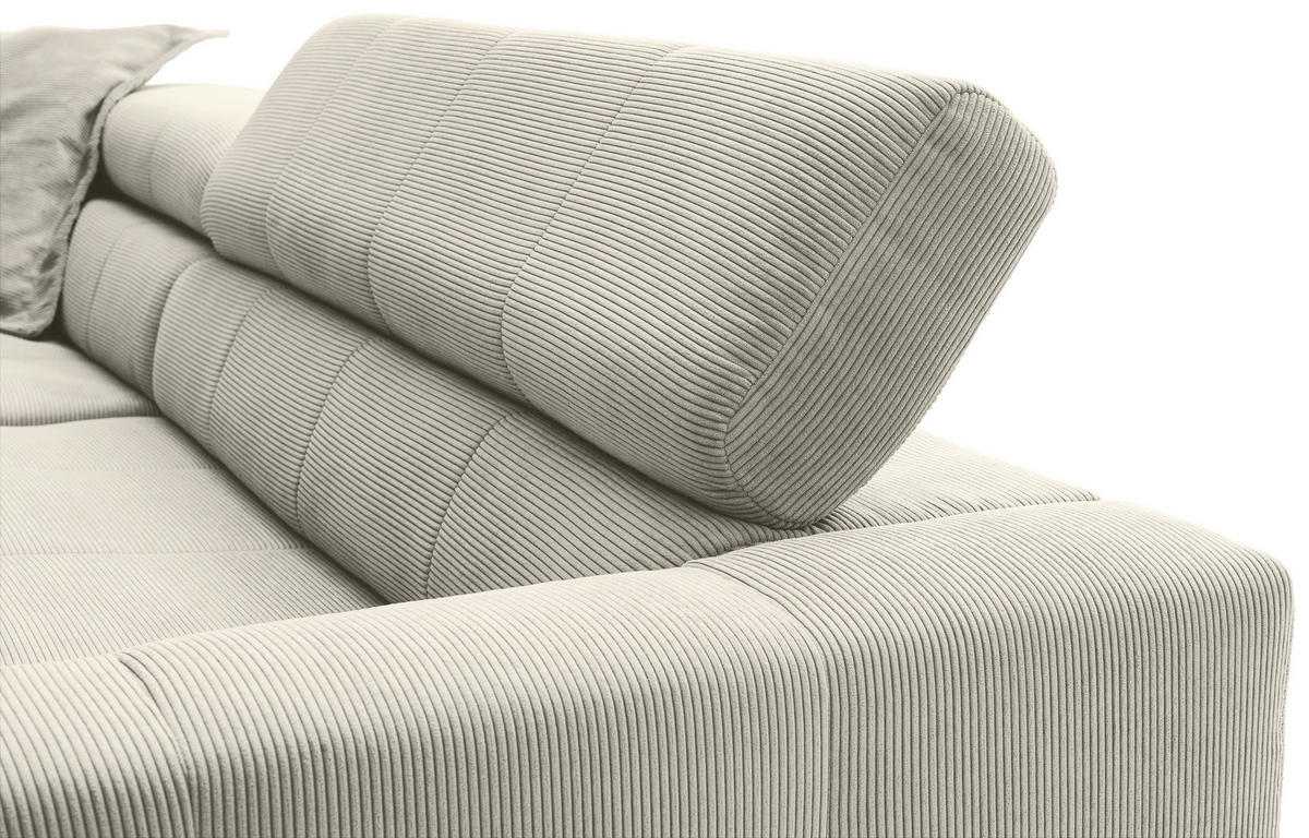 ECKSOFA in Cord Naturfarben  - Schwarz/Naturfarben, Konventionell, Textil/Metall (219/311cm) - Hom`in