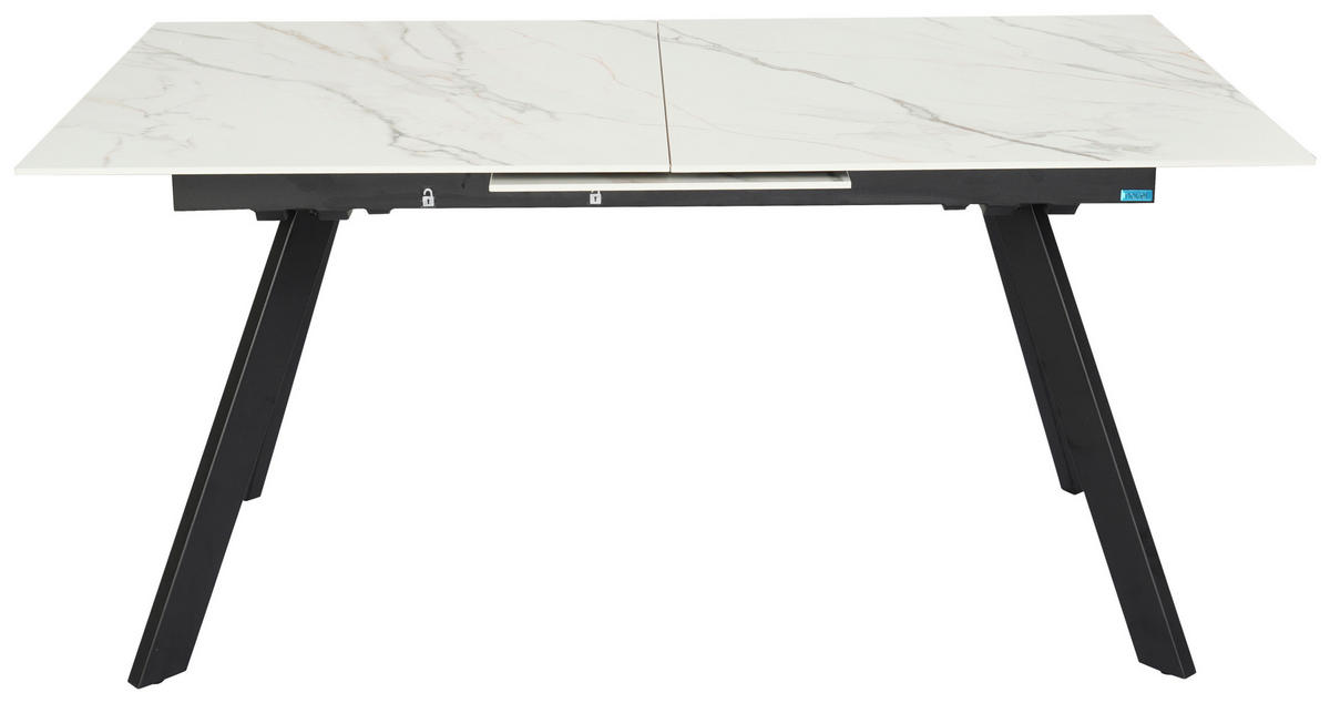ESSTISCH 160-204,5/90/76 cm  Metall, Keramik ausziehbar rechteckig Schwarz, Weiß  - Schwarz/Weiß, Design, Keramik/Metall (160-204,5/90/76cm) - Novel