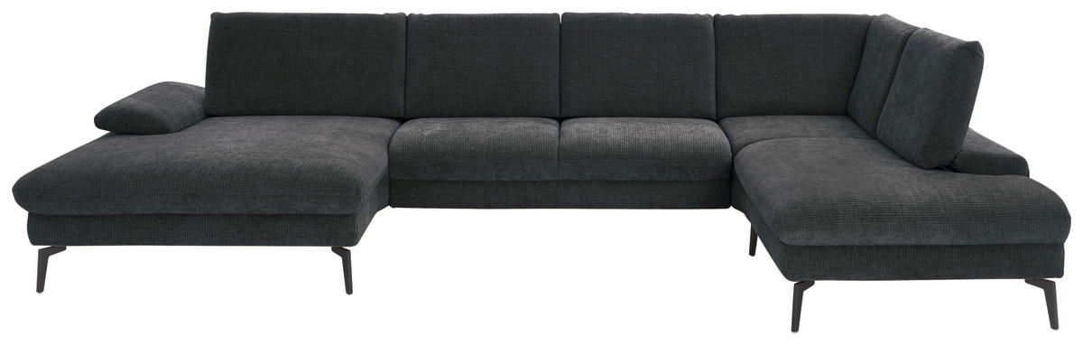 WOHNLANDSCHAFT in Webstoff Anthrazit  - Anthrazit/Schwarz, Design, Textil/Metall (157/354/208cm) - Dieter Knoll