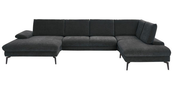 WOHNLANDSCHAFT in Webstoff Anthrazit - Anthrazit/Schwarz, Design, Textil/Metall (157/354/208cm) - Dieter Knoll