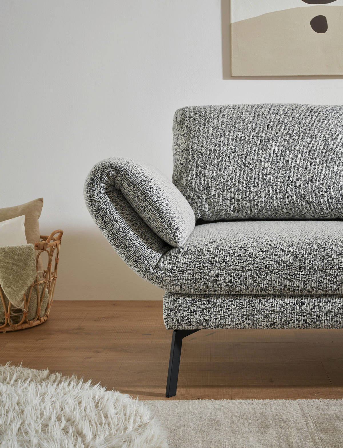 ECKSOFA in Flachgewebe Blaugrau  175-224/255-365 cm  - Blaugrau/Schwarz, Design, Textil/Metall (175-224/255-365cm) - Dieter Knoll
