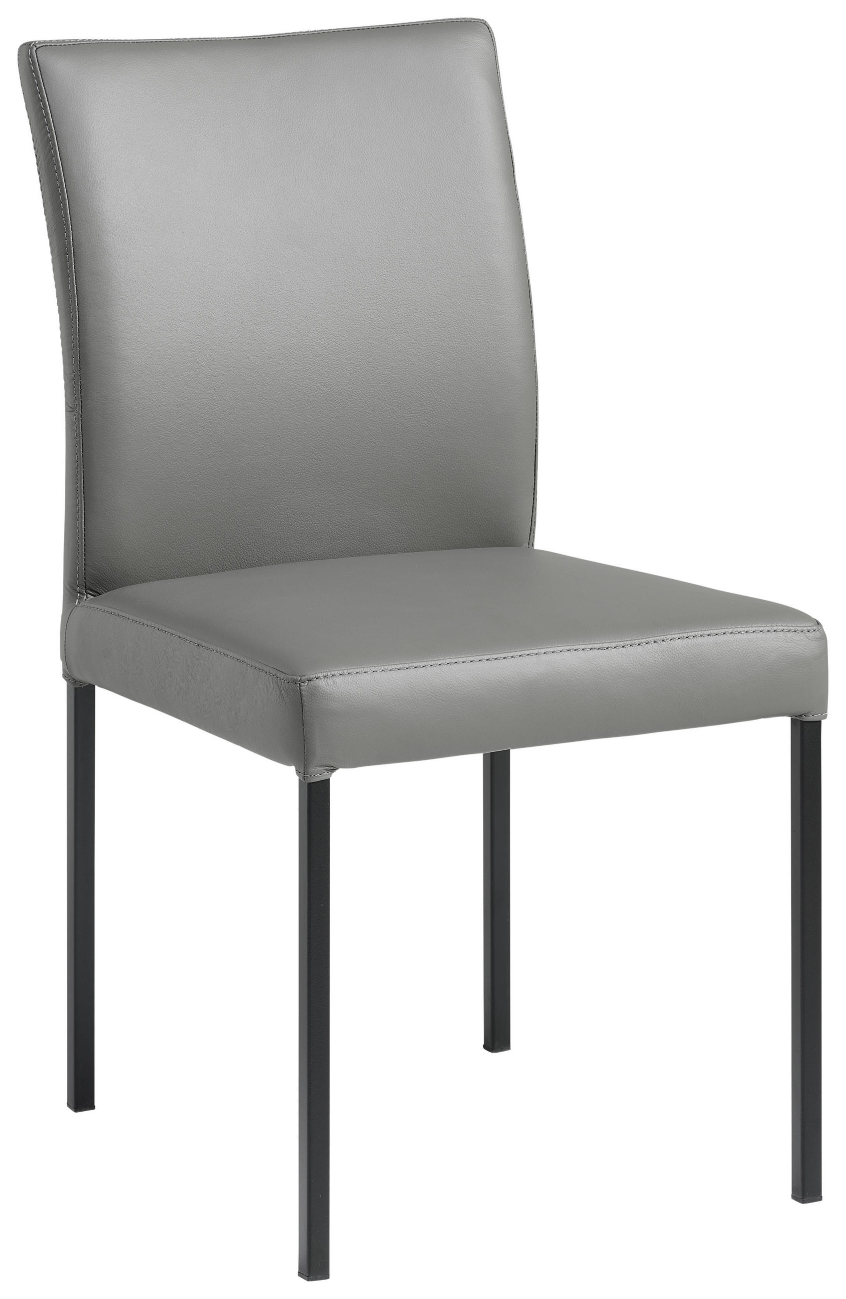 STUHL  in Stahl Echtleder pigmentiert Metall, Leder  - Anthrazit/Schwarz, MODERN, Leder/Metall (45,5/86/57,5cm) - Livetastic