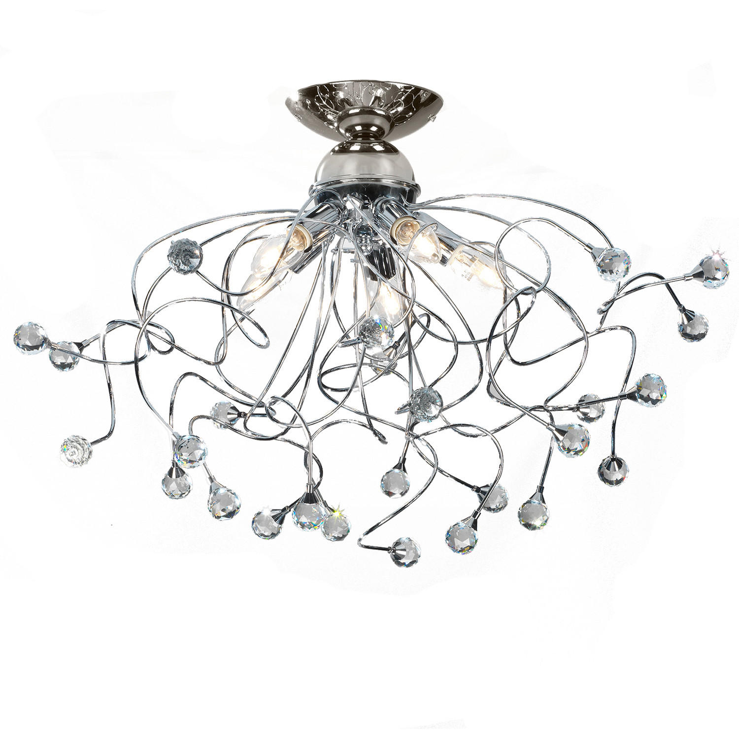 DECKENLEUCHTE 60/42 cm   - Chromfarben, KONVENTIONELL, Glas/Metall (60/42cm)