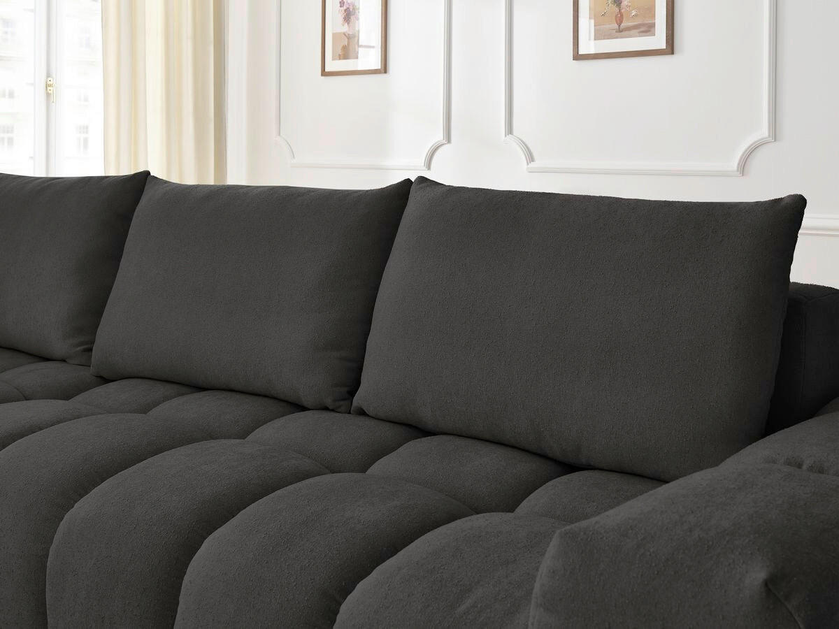 ECKSOFA Ottomane links  EVEREST Schwarz Struktur  - Schwarz, MODERN, Kunststoff/Textil (210/352cm) - Livetastic