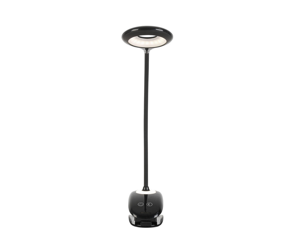 LED LAMPA SO ŠTIPCOM, dotykový stmievač, 42/11/12 cm - čierna, Basics, plast (42/11/12cm) - Boxxx