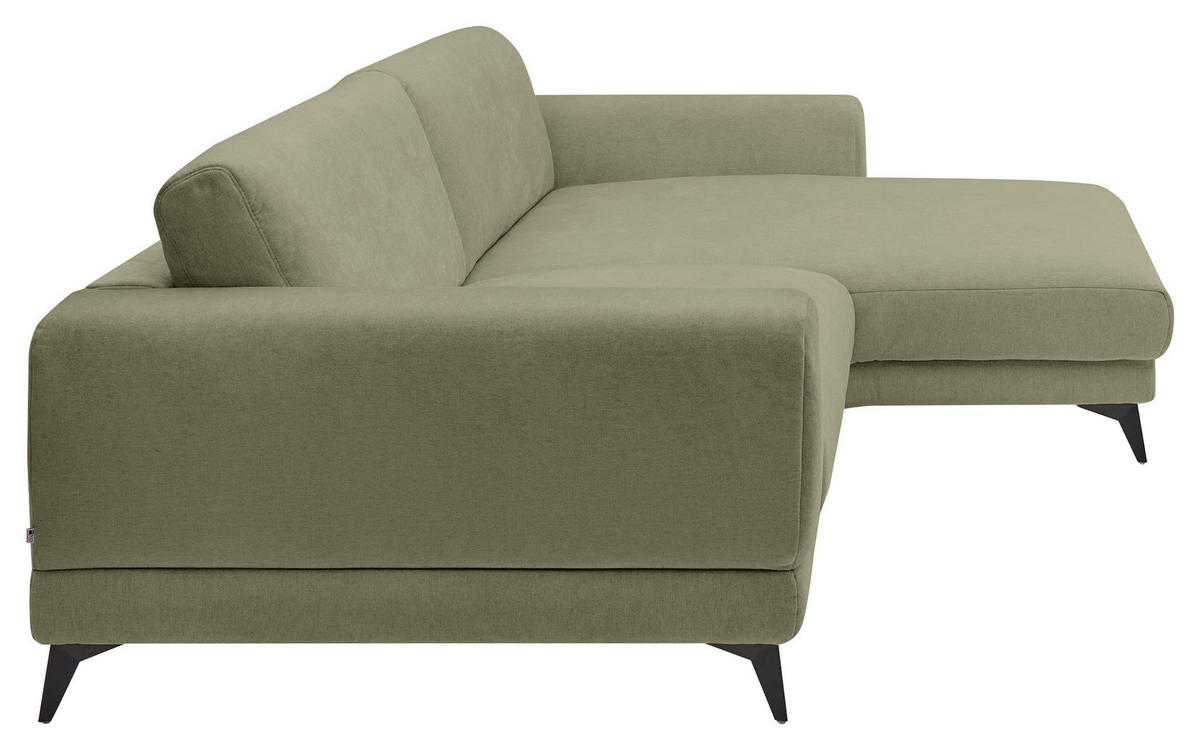 ECKSOFA Grün Chenille  - Schwarz/Grün, KONVENTIONELL, Textil/Metall (292/194cm) - SetOne by Musterring