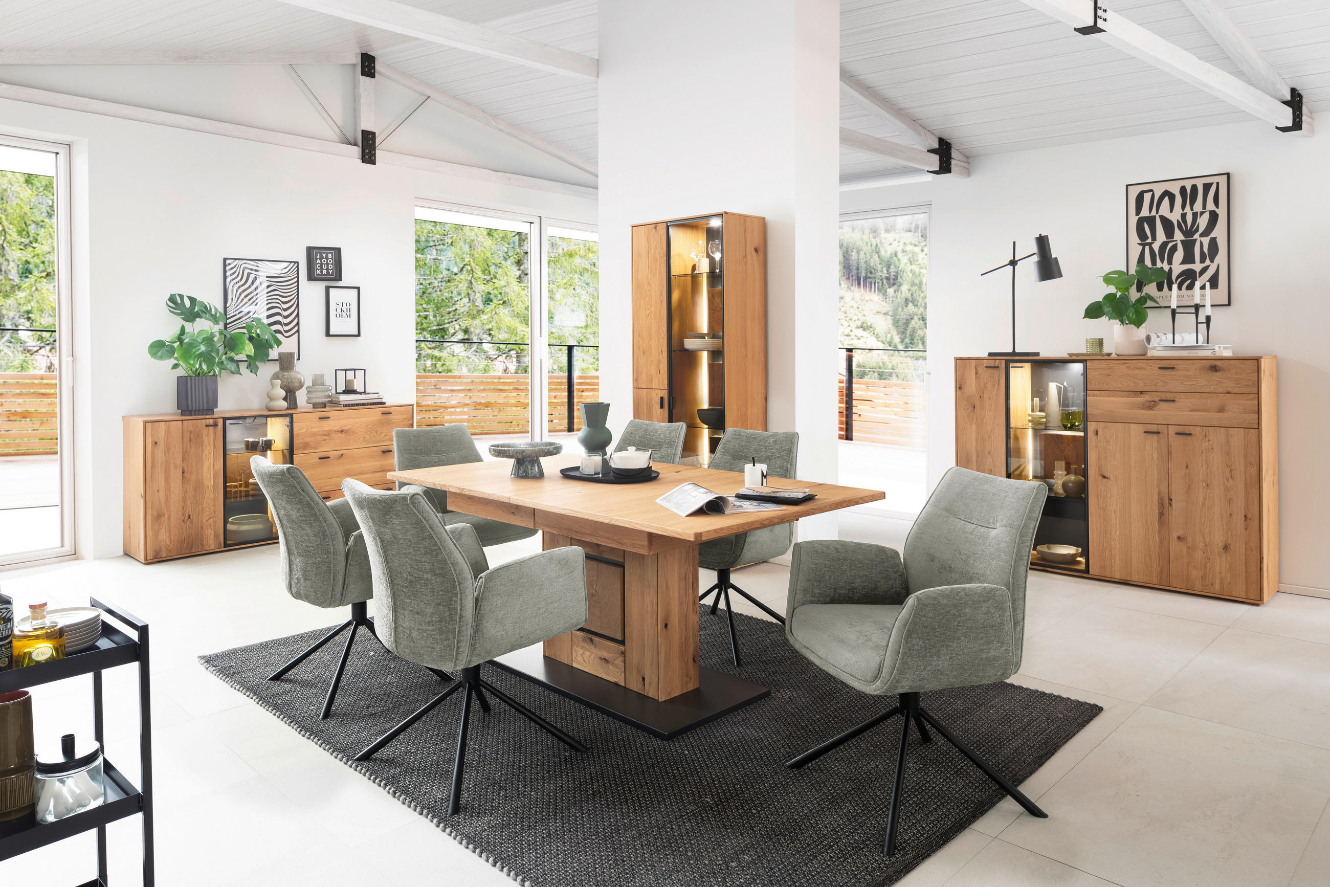 SIDEBOARD 183/88/44 cm  - skogsek/antracit, Design, metall/trämaterial (183/88/44cm) - MID.YOU