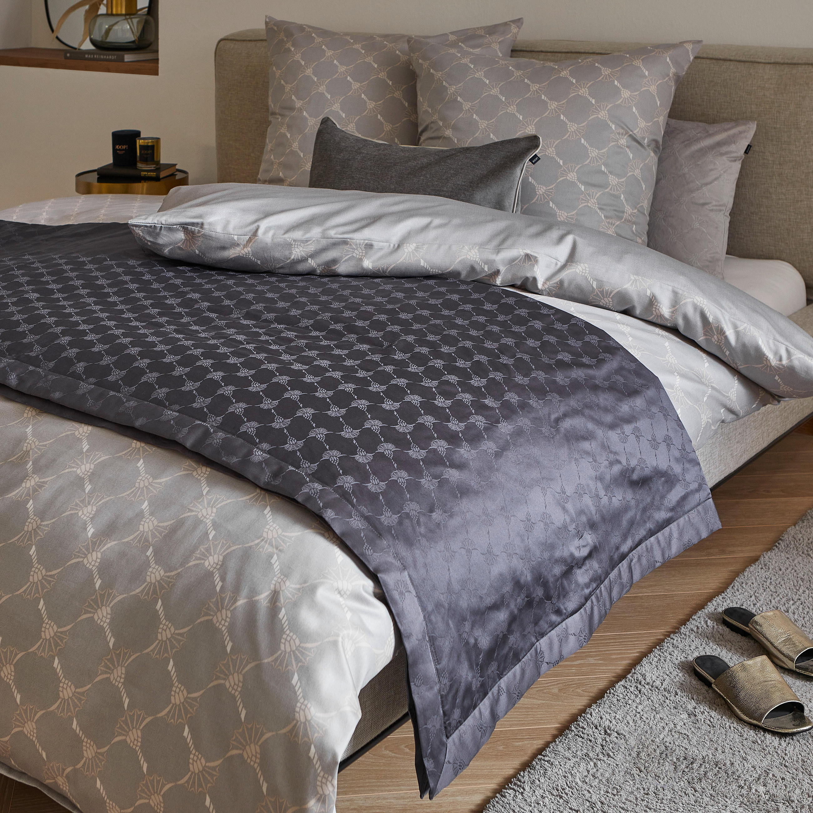 PLAID Cornflower 150/210 cm  - Anthrazit, Design, Textil (150/210cm) - Joop!