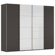 SCHWEBETÜRENSCHRANK 271/223/68 cm 4-türig Graphitfarben, Weiß  - Chromfarben/Graphitfarben, KONVENTIONELL, Glas/Holzwerkstoff (271/223/68cm) - Novel