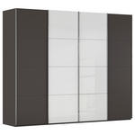 SCHWEBETÜRENSCHRANK 271/223/68 cm 4-türig Graphitfarben, Weiß  - Chromfarben/Graphitfarben, KONVENTIONELL, Glas/Holzwerkstoff (271/223/68cm) - Novel
