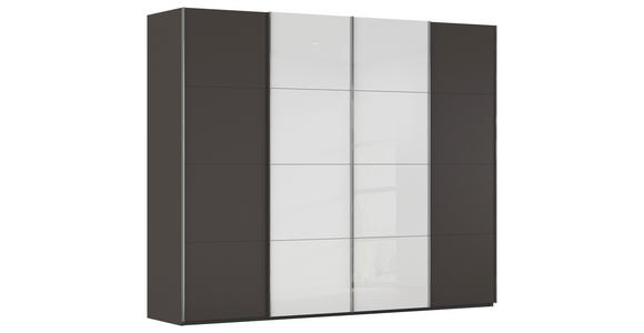 SCHWEBETÜRENSCHRANK 271/223/68 cm 4-türig Graphitfarben, Weiß  - Chromfarben/Graphitfarben, KONVENTIONELL, Glas/Holzwerkstoff (271/223/68cm) - Novel