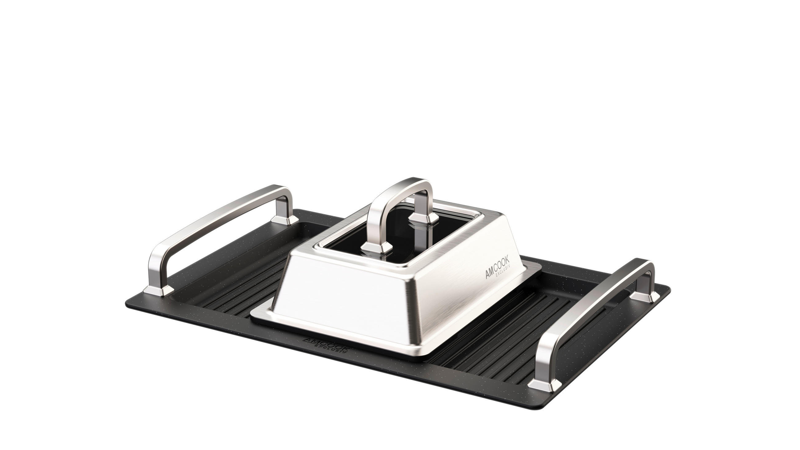 BRÄTER TEPPANYAKI 1,3 L  - Edelstahlfarben/Schwarz, Basics, Glas/Metall (30/5/44cm) - Am Cook