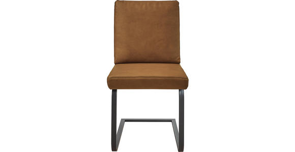 SCHWINGSTUHL in Stahl Mikrofaser - Hellbraun/Schwarz, Design, Textil/Metall (46/92/60cm) - Dieter Knoll