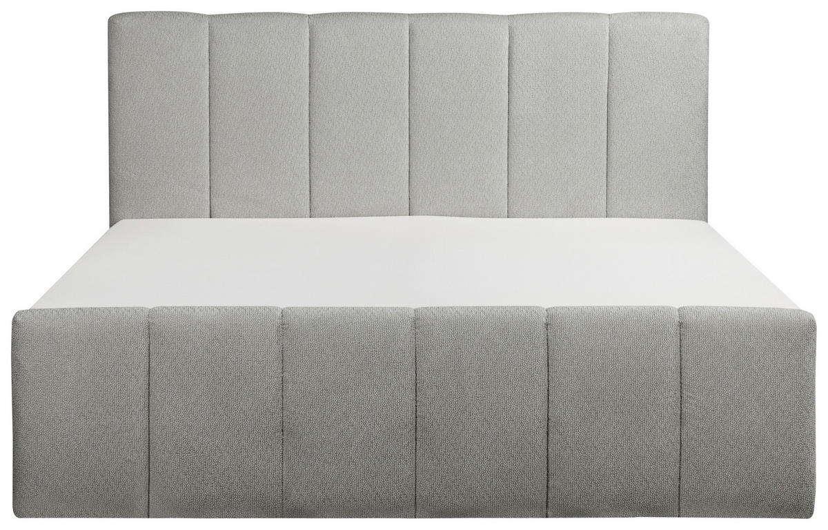 BOXBETT 180/200 cm,  in Grau, gepolstertes Kopfteil, Bettkasten, Topper, Matratzen, H3 + H3 = fest  - Schwarz/Grau, Basics, Kunststoff/Textil (180/200cm) - Chameo