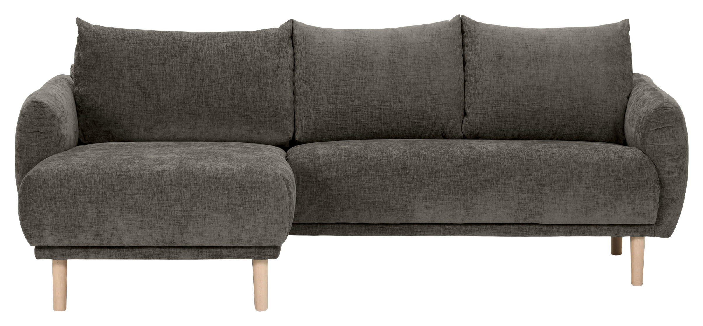 ECKSOFA Dunkelgrau Flachgewebe  - Dunkelgrau/Buchefarben, KONVENTIONELL, Holz/Textil (144/230cm) - Carryhome