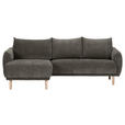 ECKSOFA Dunkelgrau Flachgewebe  - Dunkelgrau/Buchefarben, KONVENTIONELL, Holz/Textil (144/230cm) - Carryhome