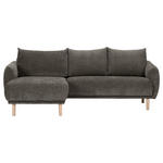 ECKSOFA Dunkelgrau Flachgewebe  - Dunkelgrau/Buchefarben, KONVENTIONELL, Holz/Textil (144/230cm) - Carryhome