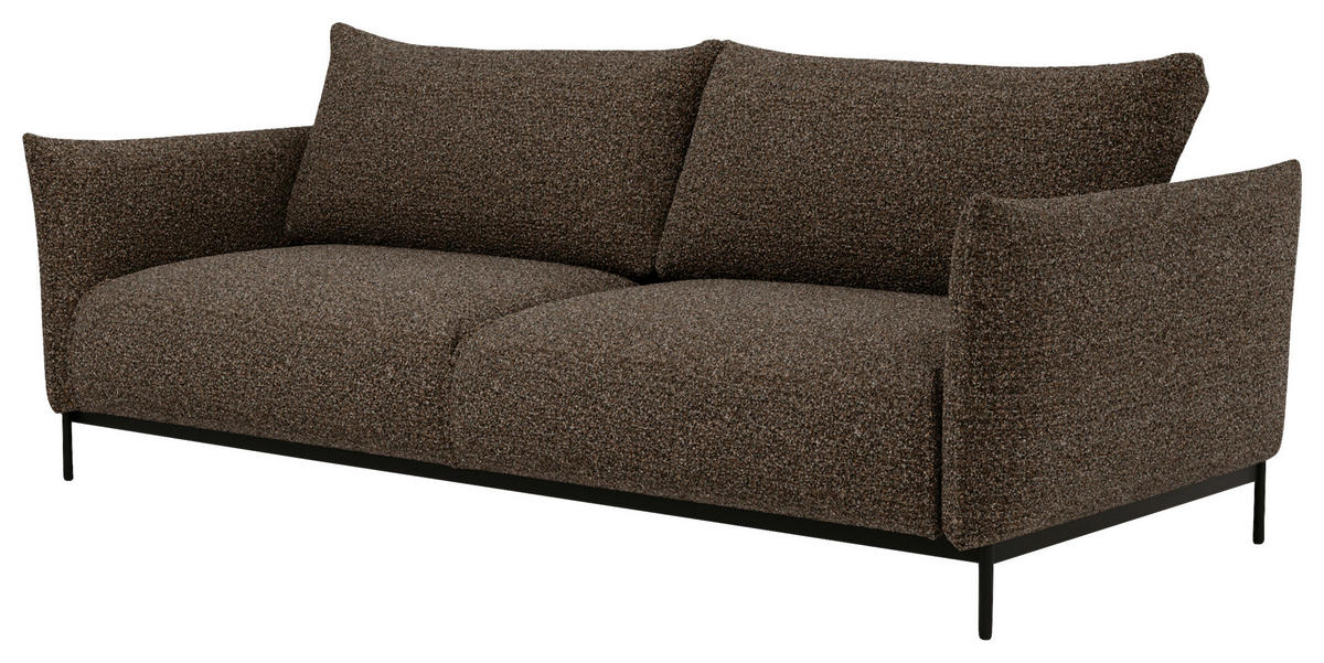 SOFA in Chenille Dunkelbraun, Schwarz  - Dunkelbraun/Schwarz, Design, Textil/Metall (223/96/95cm) - Livetastic