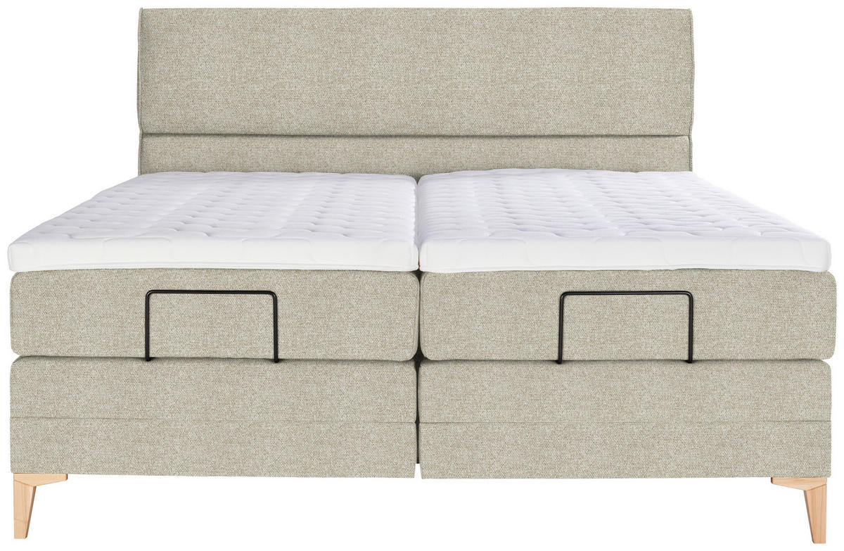 BOXSPRINGBETT 200/200 cm  in Beige  - Eichefarben/Beige, KONVENTIONELL, Holz/Textil (200/200cm) - Voleo