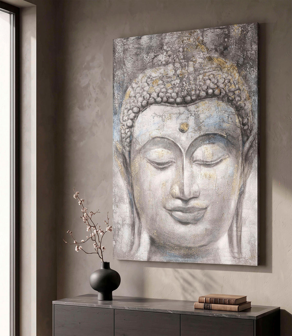 LEINWANDBILD Buddha  - Basics, Holz/Textil (80/120/3cm)