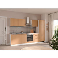 KÜCHENBLOCK 300 cm   in Weiss, Eichefarben  - Weiss/Eichefarben, Lifestyle, Holzwerkstoff/Metall (300cm) - Held