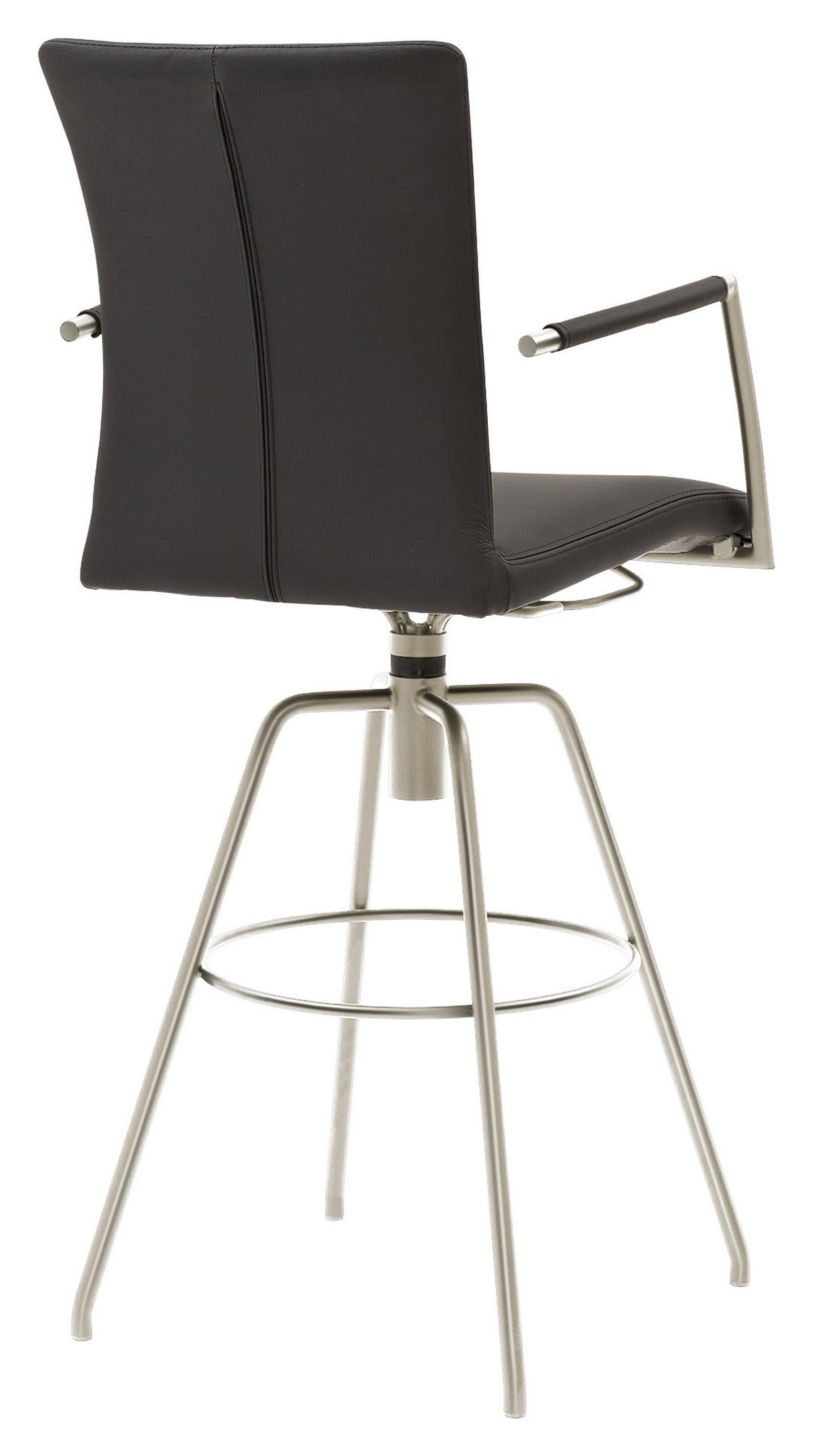BARHOCKER Echtleder Schwarz Lederauswahl, Stoffauswahl, Typenauswahl, automatische Rückholfunktion  - Schwarz, Design, Leder/Metall (55/114/58cm) - Musterring