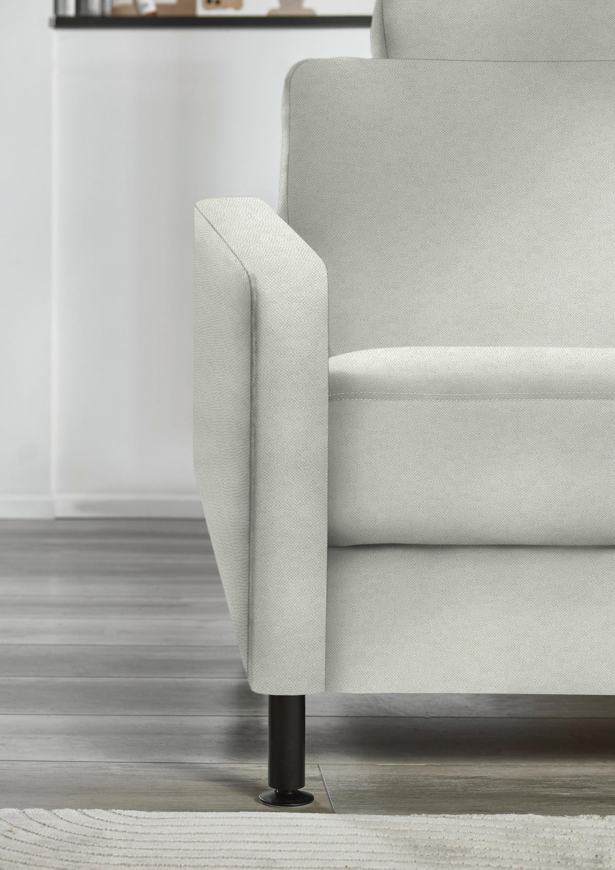 ECKSOFA Chenille, Flachgewebe Naturfarben  - Schwarz/Naturfarben, Design, Textil/Metall (316/175cm) - Dieter Knoll