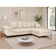 ECKSOFA Naturfarben Cord Rückenkissen, Armlehnenkissen, Rücken echt  - Schwarz/Naturfarben, KONVENTIONELL, Textil/Metall (332/231cm) - Carryhome