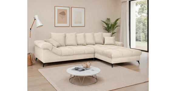 ECKSOFA Naturfarben Cord Rückenkissen, Armlehnenkissen, Rücken echt  - Schwarz/Naturfarben, KONVENTIONELL, Textil/Metall (332/231cm) - Carryhome