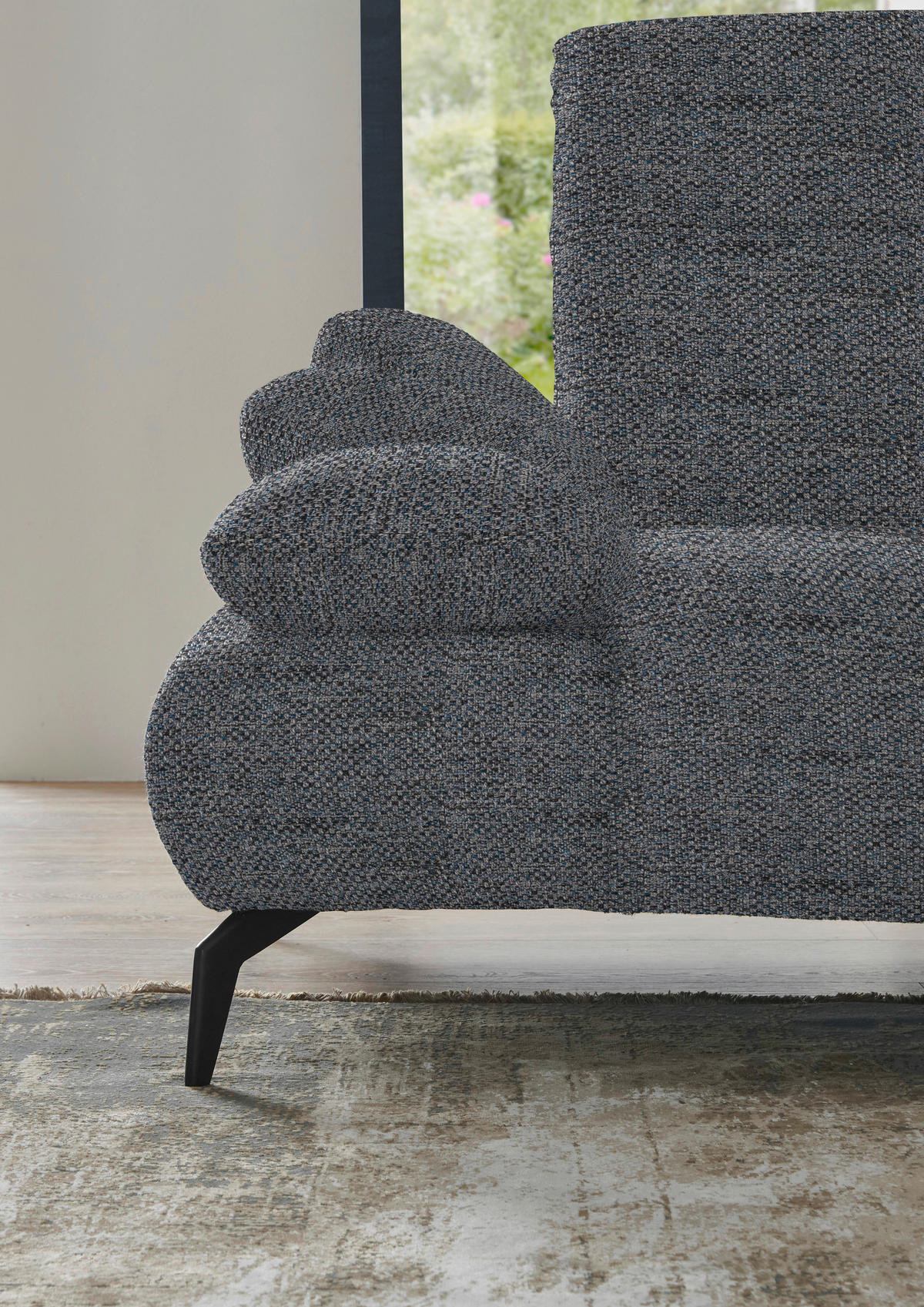 ECKSOFA in Webstoff Grau  - Schwarz/Grau, Design, Textil/Metall (223/290cm) - Moderano