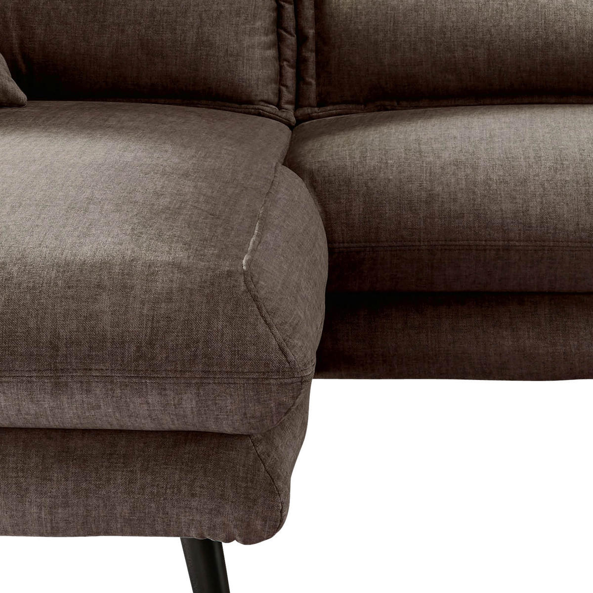 ECKSOFA in Velours Braun  - Schwarz/Braun, Modern, Holz/Textil (180/255cm) - Livetastic