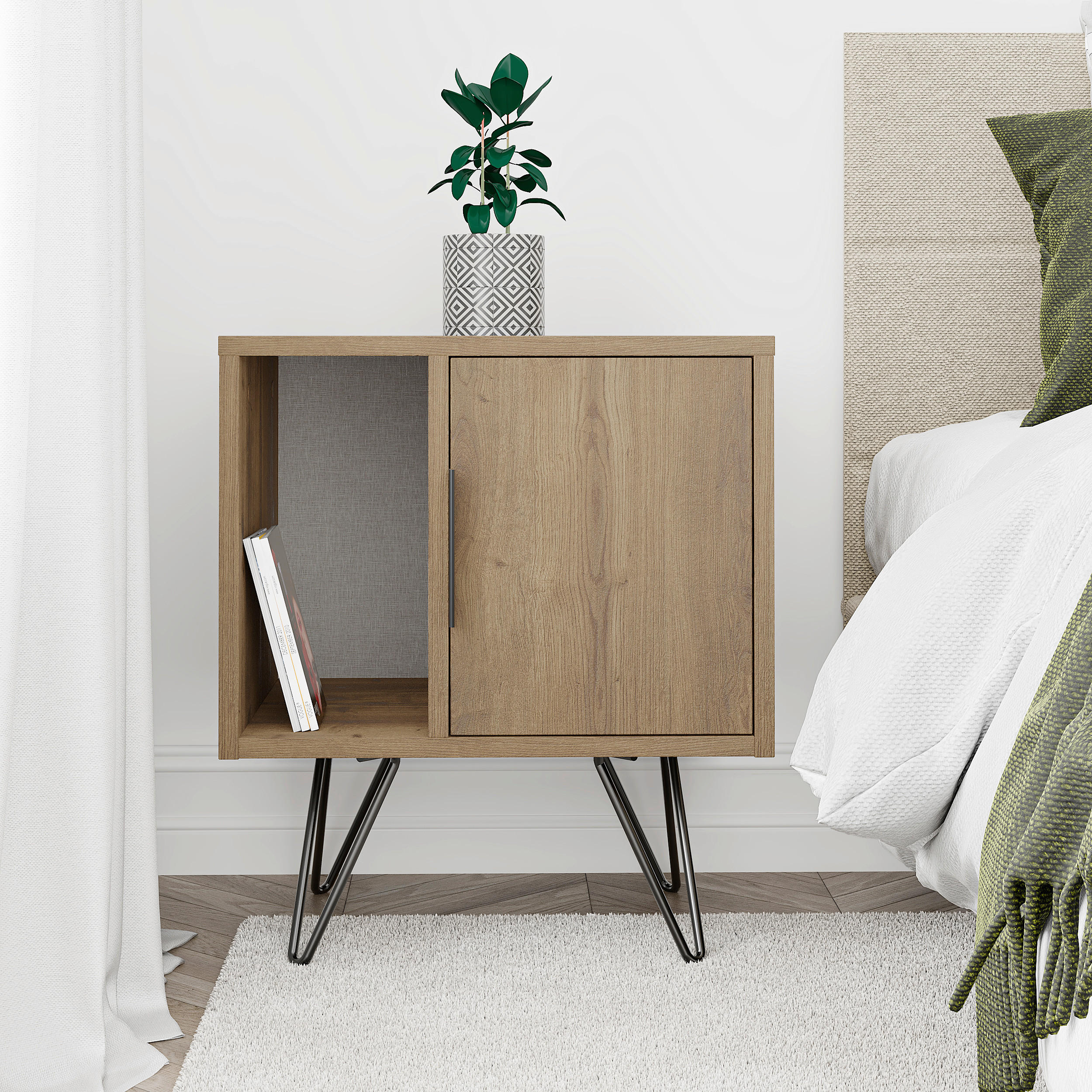 KINDERNACHTSCHRANK 45/50/35 cm  - Eiche dunkel, Design, Holzwerkstoff/Metall (45/50/35cm) - Livetastic