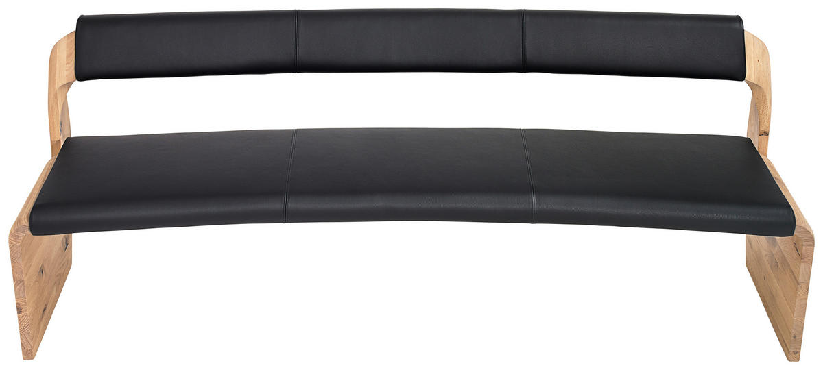 SEDACÍ LAVICE, dub, černá, barvy dubu - barvy dubu/černá, Natur, dřevo/kůže (227/84/70cm) - Voglauer