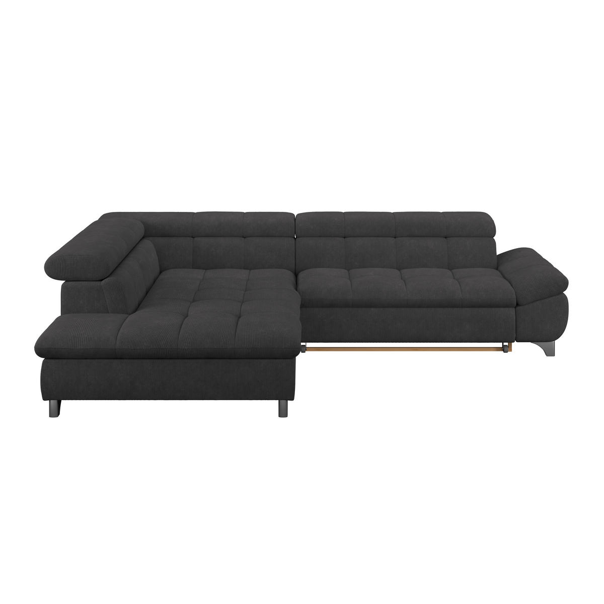 ECKSOFA Schwarz Chenille  - Chromfarben/Schwarz, KONVENTIONELL, Textil/Metall (234/312cm) - Livetastic